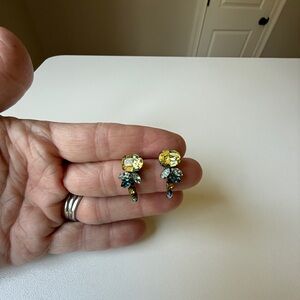 Elegant Yellow and Green Crystal Earrings